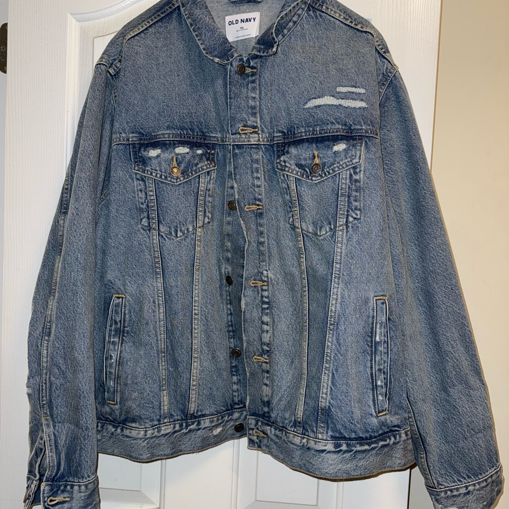 Old Navy Distressed Blue Denim Jacket